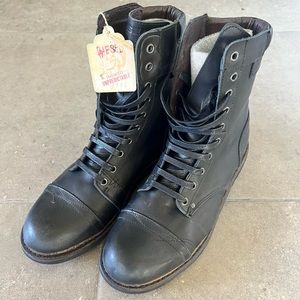 Diesel original lace up leather combat boots distressed mens 8/41 new